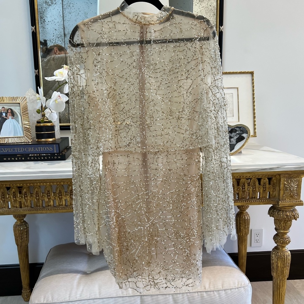 Custom Made Minna Fashion Gold Beaded Mini Dress